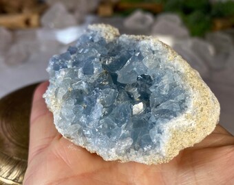 Celestite Crystal Geode | Mineral Specimen | Raw Natural Crystal | Madagascar | Celestine Crystal | 229 grams | No 667