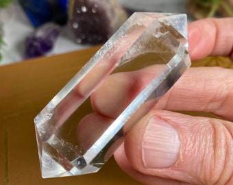 Clear Crystal Double Terminated Quartz Point, Six sided cut and polished Crystal from Brazil, Excellent quality and clarity, 45 grams, No863