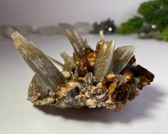 Blue Barite (Baryte) Mineral Specimen from Morocco, Natural blades of Blue Barite on matrix, multiple well formed blades, 91 grams, No 842