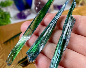 Vivianite from Brazil, ONE Natural raw blue green Vivianite wand or spear , Vivianite crystal, Vivianite Mineral Specimens, No 862