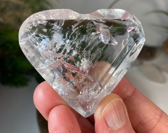 Quartz Crystal Heart, Beautifully clear and polished, Crystal Heart from Brazil, Polished Minerals, 83 grams, No 757