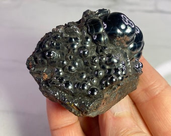 Botryoidal Hematite Mineral Specimen from Morocco, Natural Metallic Raw Hematite, Botryoidal Formation | 126 grams | No. 2.25