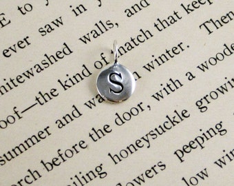 Sterling Silver Letter Charm I Hand Stamped Small Pendant I Silver Charm I Personalized Jewelry I Letter S Charm