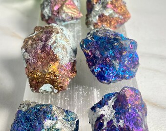 Chalcopyrite mineral Specimens, iridescent crystal colors, Rainbow minerals