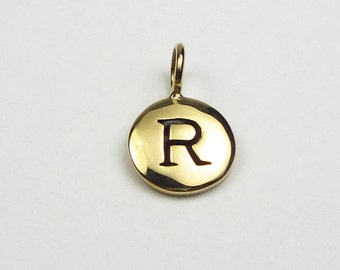 Letter Charm I Bronze I Handmade in Thailand I Personalized Jewelry I Letter "R" Charm or small pendant I Minimalist Jewelry