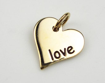 Love Charm I  Natural Bronze  I Heart with love I Minimalist Jewelry I Small charm or pendant I Personalized Jewelry