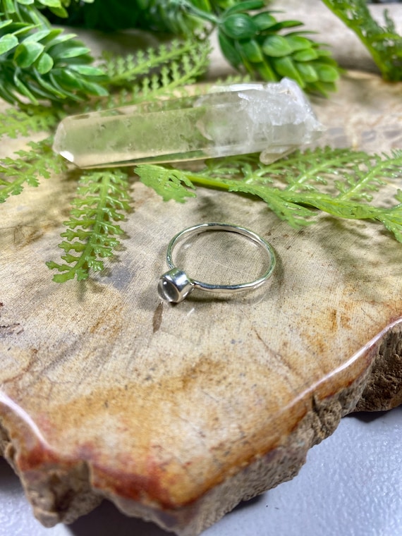 Clear Quartz Crystal Sterling Silver Ring I Size … - image 1