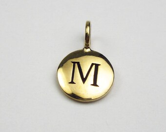 Bronze Letter Charm I Hand Stamped Small Pendant I Solid Natural Bronze I Personalized Jewelry I Letter M Charm