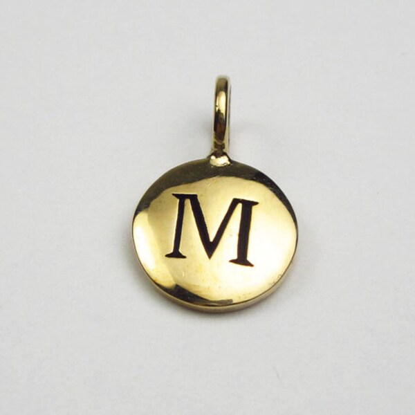 Bronze Letter Charm I Hand Stamped Small Pendant I Solid Natural Bronze I Personalized Jewelry I Letter M Charm