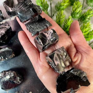 Raw Shungite from Columbia, Rough natural Shungite, Unique Composition and nice metallic luster, Shungite Mineraloid Specimens, No 709