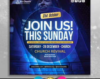 Join Us Church Flyers, Join Us This Sunday, Church Canva Templates, Church Gathering, Church Convocation, Church Conference, Church Events