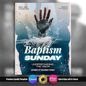 Water Baptism | Baptism Sunday | Baptism Flyers | Water Baptism Cards | Adult Baptism | Church Water Baptism Poster | Baptism Church Program