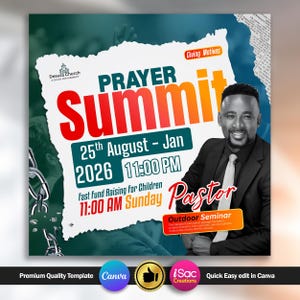 Prayer Summit Church Flyer, Church Flyer, Canva Church Template, Church Convocation, Church Service Flyer, Youth Church Flyer, Church Praise