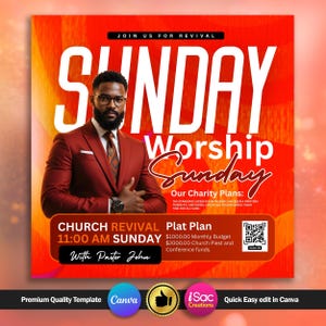 Church Sunday Flyer, Church Flyer, Church Revival, Church Canva Template, Church Convocation, Church Services Flyer, Instant Download, Youth
