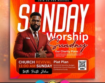 Church Sunday Flyer, Church Flyer, Church Revival, Church Canva Template, Church Convocation, Church Services Flyer, Instant Download, Youth