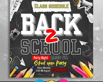 Back 2 School, School Poster, Kids Flyer, Party Flyer, Admission Open, Study Flyer School Event, Class Poster, Canva Flyers, Education Flyer