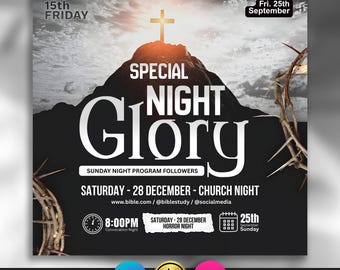Church Glory Night, Prophetic Church Flyer, Canva Flyer, Church Revival, Church Conference, Join Church, Church Template, Church Convocation