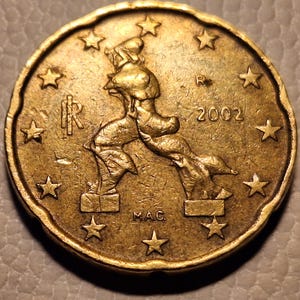 Rara moneta italiana da 20 centesimi del 2002 – Error Stars, da collezione