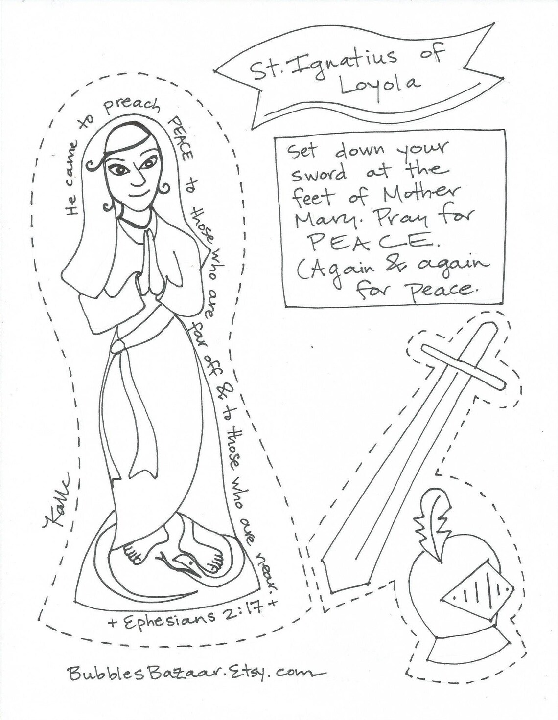 San Ignacio de Loyola origen historia espada María paz Etsy