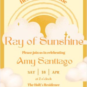 Ray of Sunshine Baby Shower Invitation