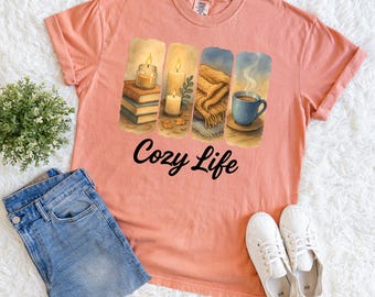 Camiseta Cozy Life - Camiseta para amantes de los libros de Comfort Colors