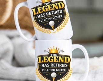 Mug golfeur à la retraite, la légende, cadeau de retraite amusant