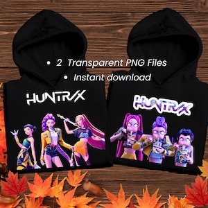 Kpop jagdrix PNG Bundle Huntrix Digitaler Download für Sublimation Hoodies T-Shirts Tassen Tragetaschen & Aufkleber Transparent Idol Girl Group Art