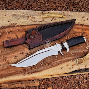 D2 Steel Bowie Knife: High Carbon Outdoor Survival Knife with Leather Sheath