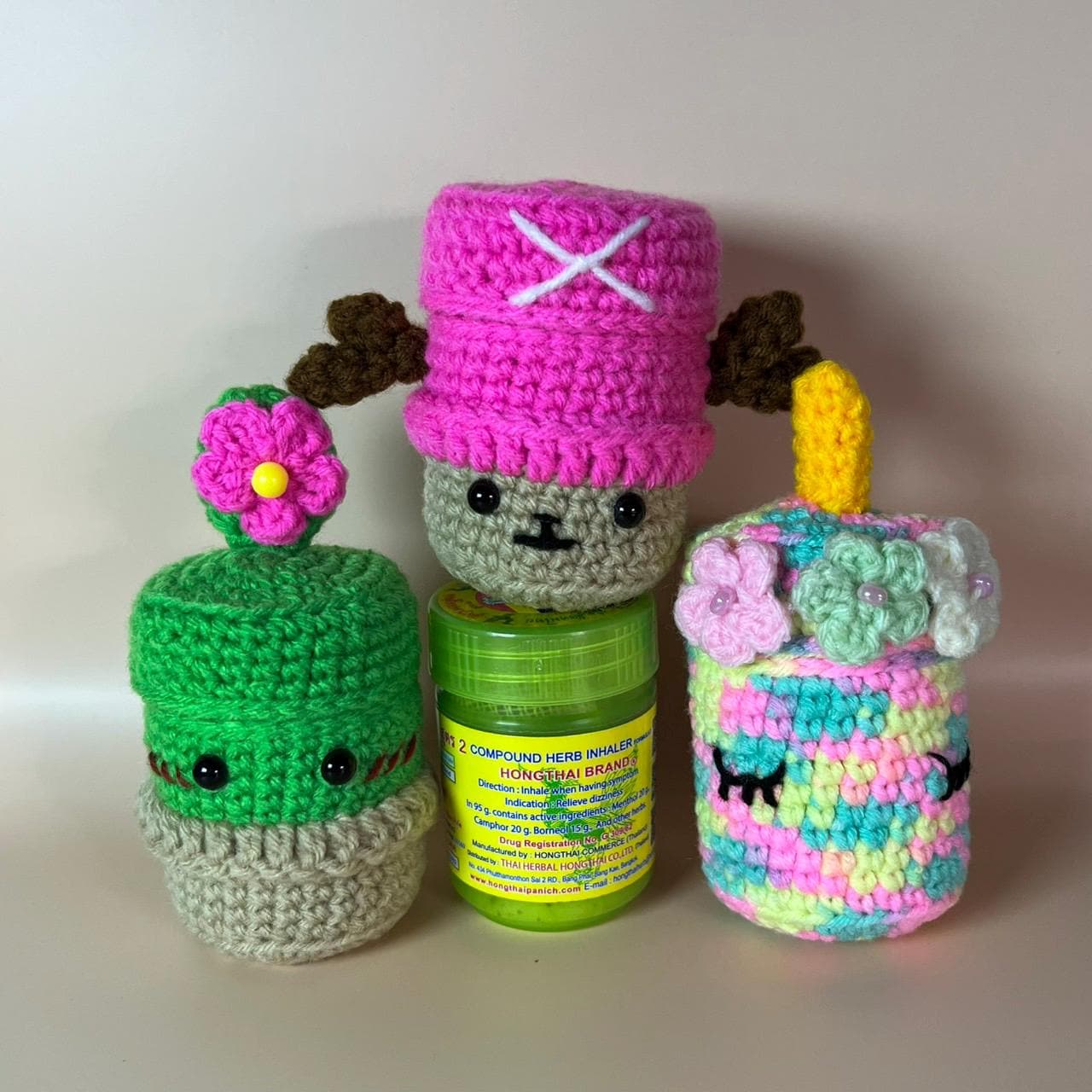 Handmade Yarn Case for Hong Thai Herbal Inhaler (25g) – Cute Thai