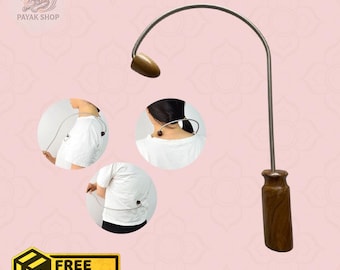 Handgemaakte houten rugmassagestick – zelfmassagetool voor schouders, nek en rug, op Thaise guasha geïnspireerd (37 x 20 cm)