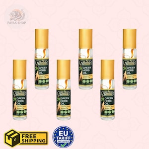 6x Olio aromatico di radice di ginseng alle erbe verdi – Miscela rinfrescante profumata alle erbe tailandesi