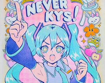 Miku Says Never KYS - Risograph Poster Print - Etsy
