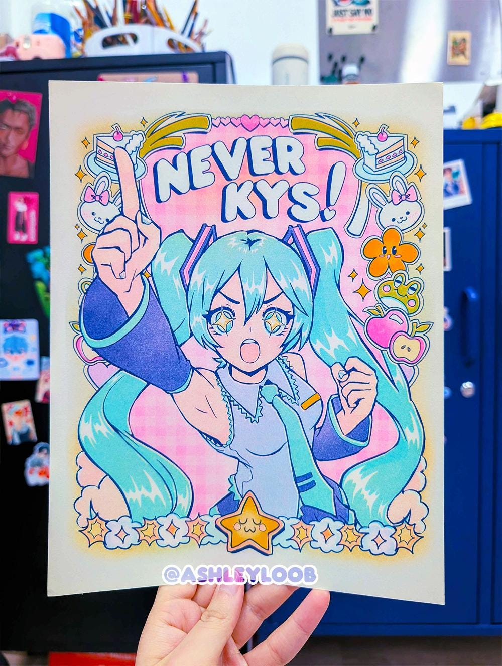 Miku Says Never KYS - Risograph Poster Print - Etsy