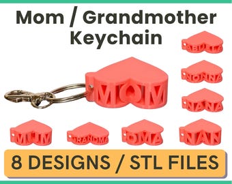 Keychain Gift For Mom - 3D Printing STL File | Heart Shaped Keyring