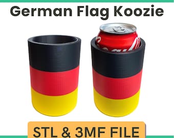 Fichier d&#39;impression 3D Drapeau allemand Porte-boissons Can Koozie, Porte-bière Oktoberfest, Cadeau d&#39;anniversaire pour homme, Fichier STL d&#39;impression 3D Allemagne