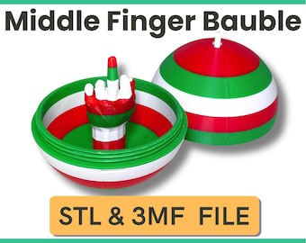 STL File Middle Finger Christmas Bauble 3D Printed Gag Gift | Secret Santa / Kris Kringle 3D Print Gift