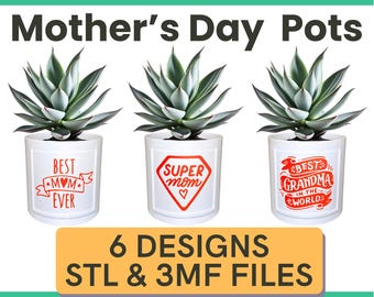 STL Datei Muttertagsgeschenk Blumentopf 3D Drucker Datei Download | Blumentopf Geschenk für Mama | STL & 3MF 3D Druck Dateien