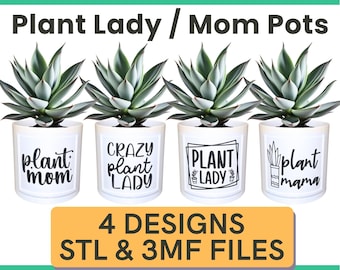 Plant Pot STL File 3D Printing - Plant Lady / Plant Mom