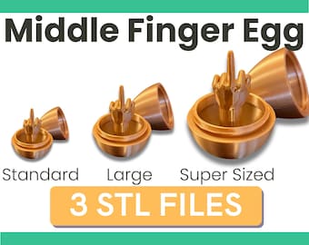 Fichier d&#39;impression 3D STL de doigt du milieu vers le haut du vôtre oeuf de Pâques cadeau drôle de bâillon | Cadeau de farce pour homme, frère, petit ami, adultes et ami | Téléchargement 3D