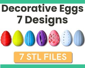 STL File Easter Egg 3D Download | 7 Easter Egg 3D Printing Files | Modern Digital Easter Print Design Files | 3D Modelling