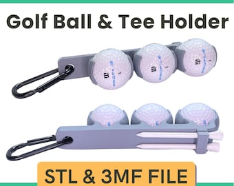 STL 3D Print File Golf Ball Holder for 3 Golf Balls & 2 Tees, Golfing Accessory, Golf Gift, Gift For Dad, 3D Printed Golf Accessory