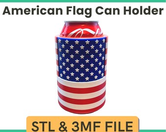 American Flag Can Cooler 4th of July 3D Print STL File - American Red White & Blue Gift