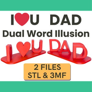 STL-Datei Vatertagsgeschenk, ich liebe dich Papa Doppelwort Illusion 3D-Druck, Geburtstagsgeschenk für Papa, Schreibtisch-Spielzeug, hochwertige STL-Datei 3D-Druck