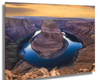 Horseshoe Bend Wandkunst - Arizona Wüste Sonnenuntergang Landschaft Fotografie Druck - Natur Fluss Canyon Foto für Haus oder Büro Dekor