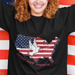 4. Juli Peace Shirt Retro USA Flagge Shirt Shirt Freiheit Taube 4. Juli Shirt Feiern Freiheit Amerika Map Shirt Souvenir