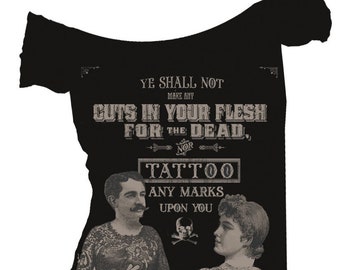 Tattoos For the Dead Off Shoulder Tee