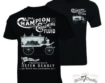 Champion Embalming Fluid Funeral Coach Mens T-shirt
