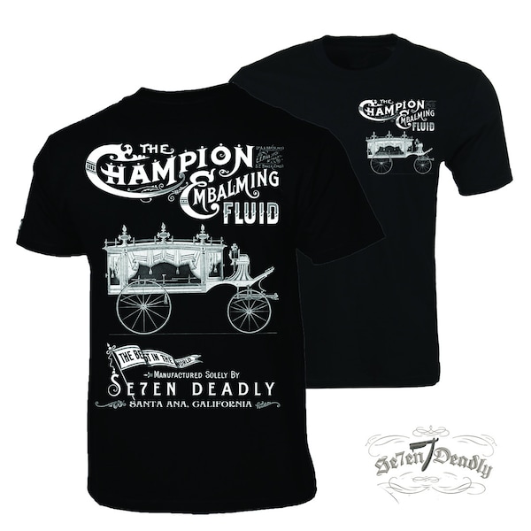 Champion Embalming Fluid Funeral Coach Mens T-shirt