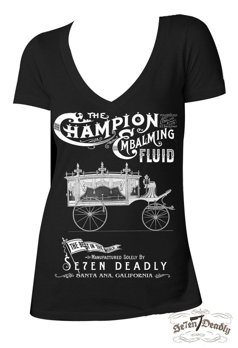 Old funeral coach Embalming Fluid V-Neck image 2