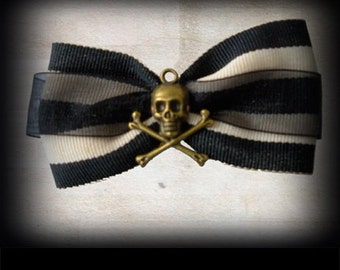 Skull and Crossbones Hair Bow